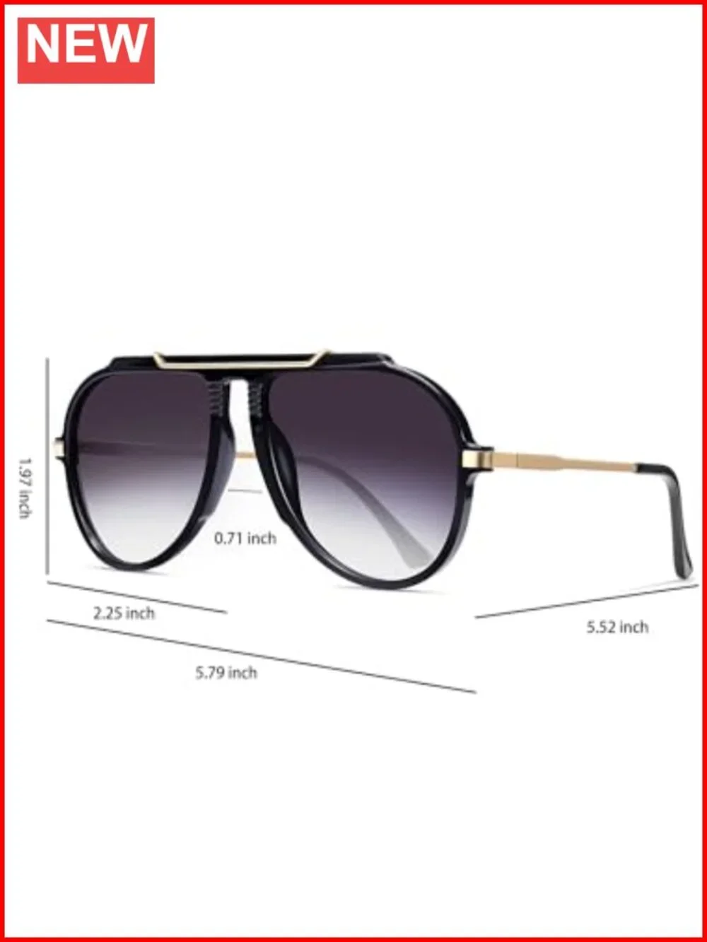 Oversized Aviator Sunglasses Retro 70s Gold Metal Unisex UV400 Protection